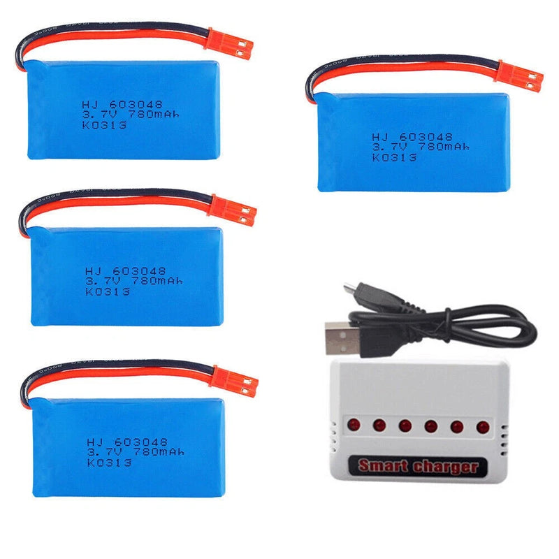 4X 3.7V 780mAh LiPo Battery for WLtoys V686 V626 V636 Q222 RC Drone Spare Parts Battery