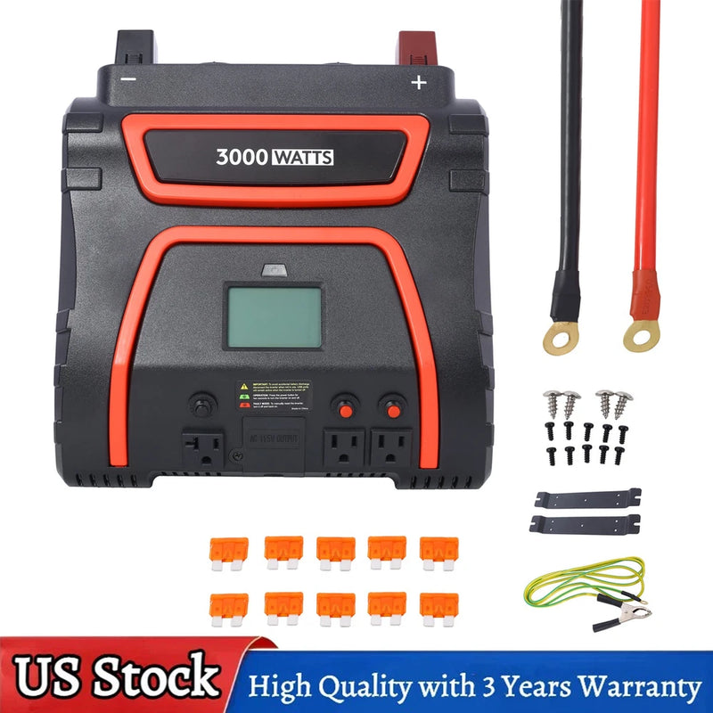 3000W Power Inverter 12V to 110V Modified Sine Wave Inverter Car Truck RV Boats