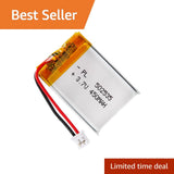 3.7V 450mAh LiPo battery with JST PH2.0 connector, red and black wires