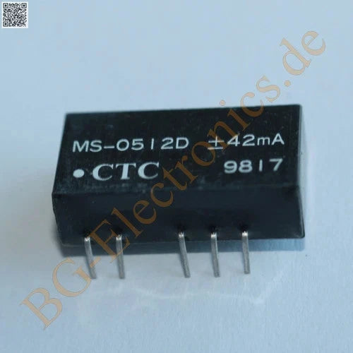 1 x MS-0512D 1 WATT DC//DC CONVERTER Input: 5V, Output +-12V CTC SIP-5 1pcs