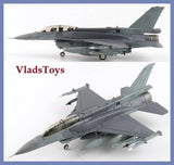 1:72 scale F-16A Block 70 fighter jet model, gray with open landing gear, side view