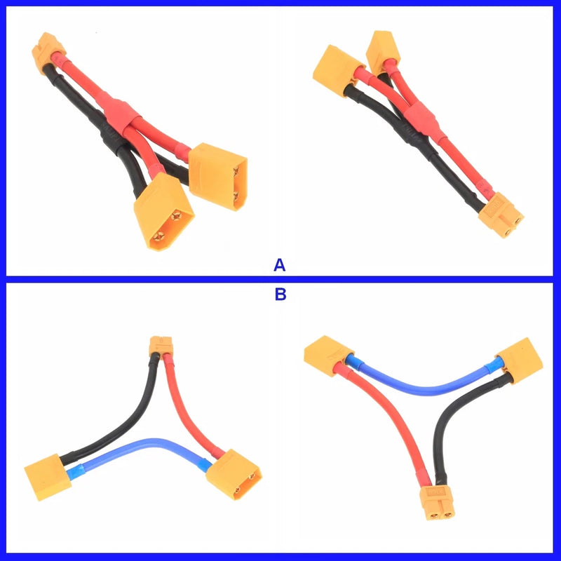 XT60 1 Female to 2 Male XT90 Series Parallel Harness Wire LiPo Battery Adapter