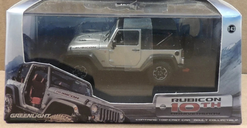 SILVER 2013 10TH ANNIVERSARY JEEP RUBICON GREENLIGHT 1:43 SCALE DIECAST MODEL