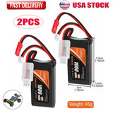2X 7.4V Lipo Battery 1000mAh PH2.0 & JST Plug for WLToys Axial SCX24 RC Car 1/24