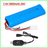 Lipo battery 7.4V 5600mAh with USB cable for Henglong 3818 3889 3819 3838 tank
