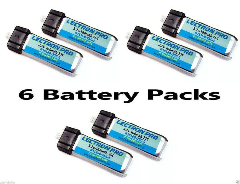 New Lectron Pro 3.7 volt 160mAh 25C Lipo Battery 6 pcs Blade mCX mSR 1S160-25-L Battery