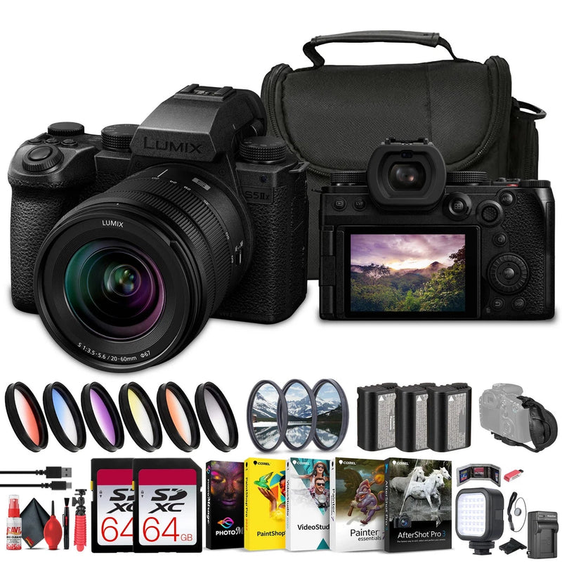 Panasonic Lumix S5 IIX Mirrorless Camera with 20-60mm Lens + 2 x 64GB Memory