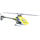 Yellow RC helicopter with skids, main rotor and tail boom, M2 EVO MK2 design