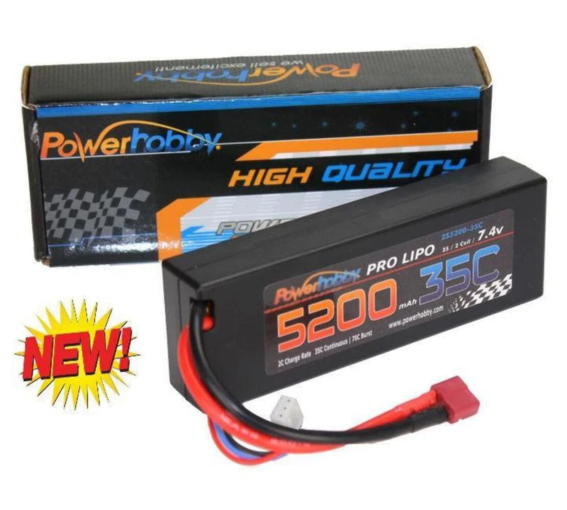 Powerhobby 2s 7.4v 5200mah 35c Lipo Battery w Deans Plug 2-Cell Battery