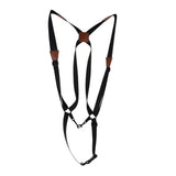 Black drone controller shoulder strap lanyard with adjustable brown buckles and clips