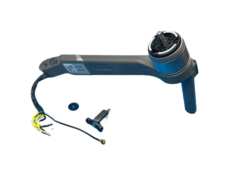 DJI front right motor arm hinge assembly with blue motor housing and wire leads