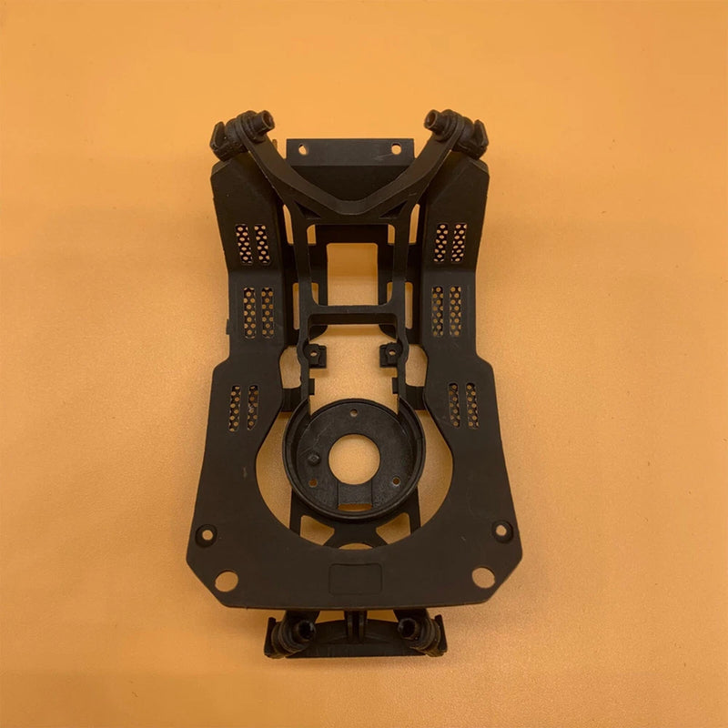 Shock-absorbing camera mounting plate with circular cutout and four corner brackets