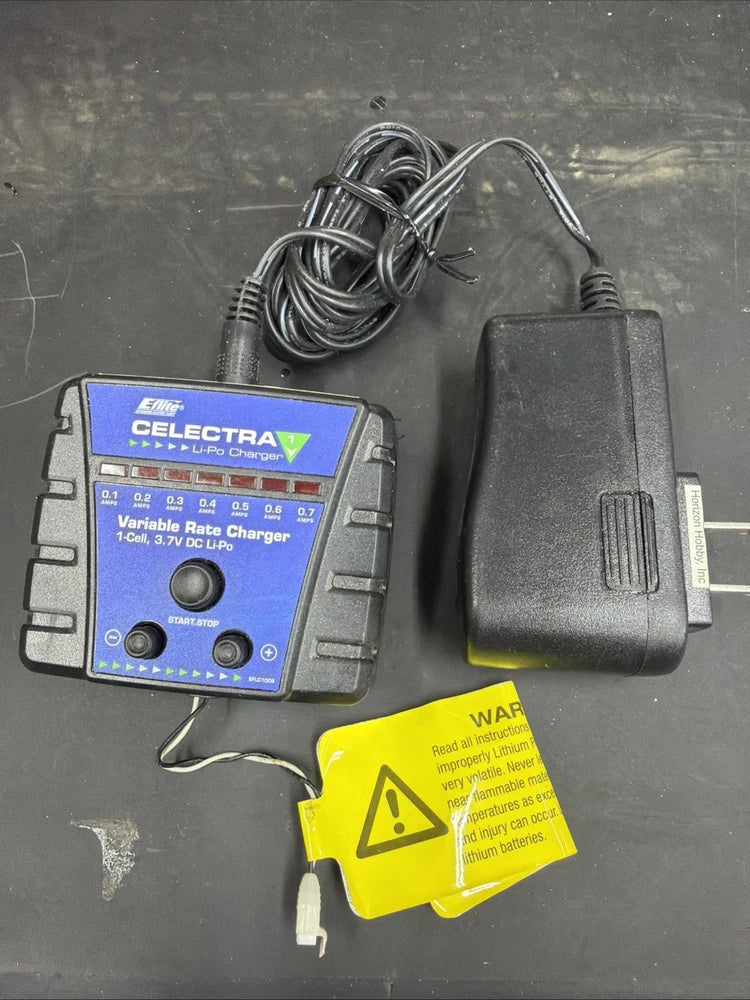 E-Flite Celectra 1 Variable Rate AC 1S 3.7V LiPo Charger EFLC1006 Works Great Battery