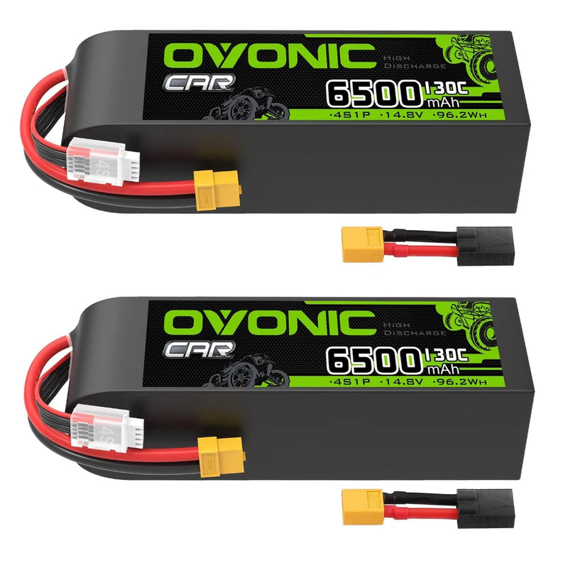 OVONIC 4S LiPo Battery 6500mAh 14.8V 130C RC Battery with XT60 to TRA Connector Battery