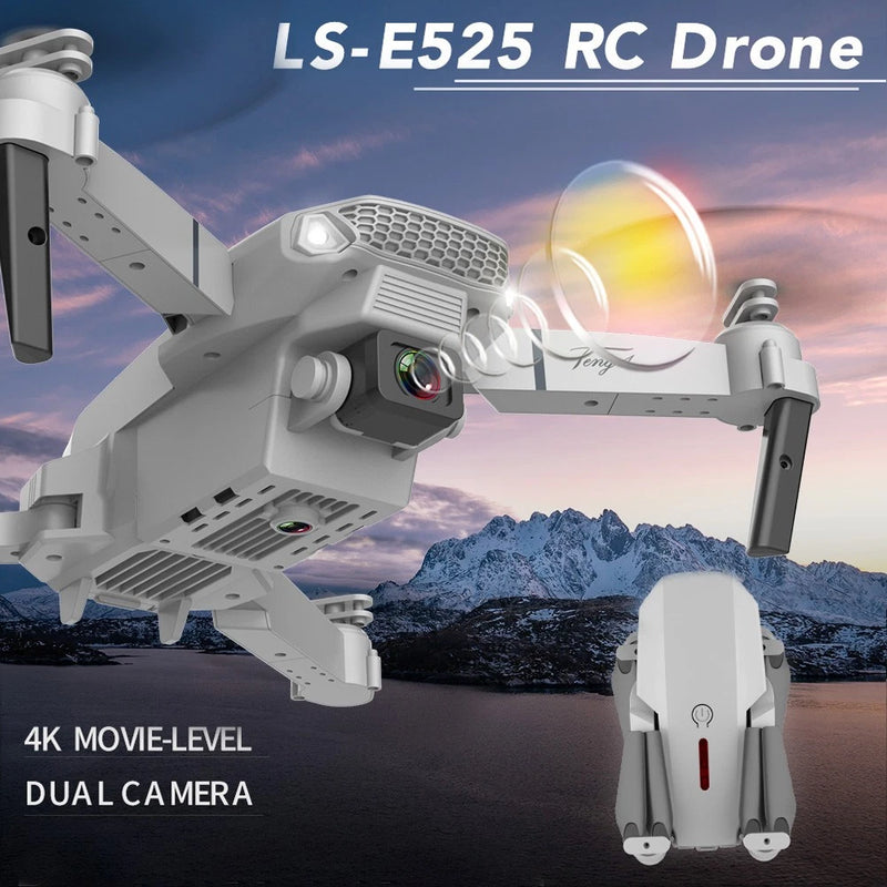 White quadcopter RC drone with dual camera and front prop guards