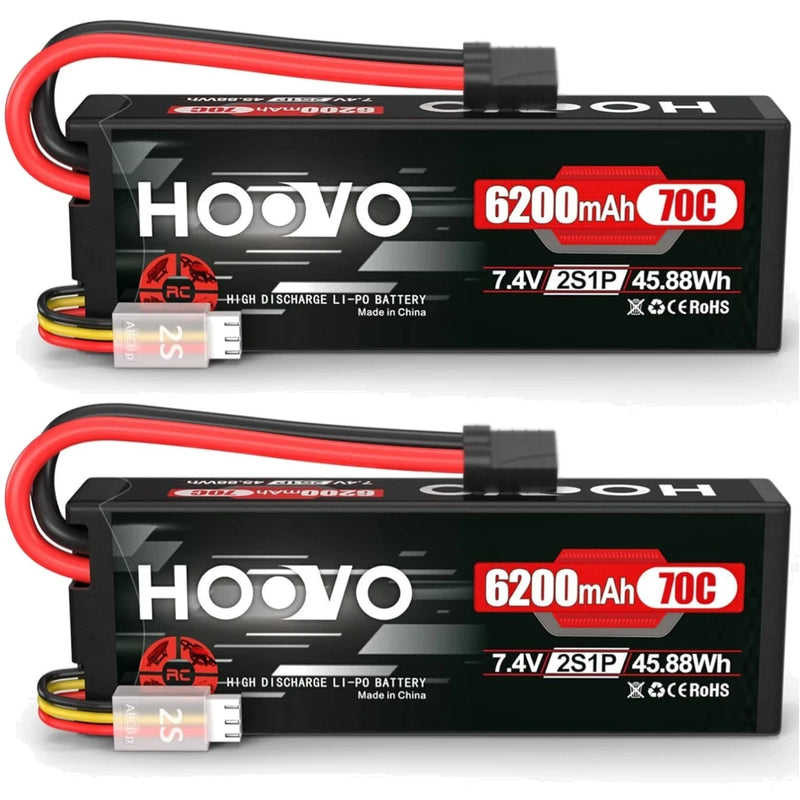 High Capacity 6200mAh 2S Lipo Battery 2-Pack for RC Vehicles Battery