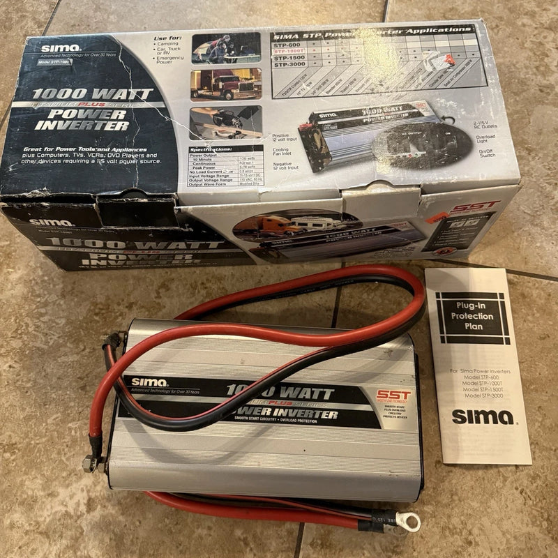 Sima 1000 Watt (Titanium PLUS Series) Power Inverter Model: STP-1000T USED