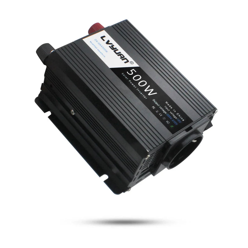 500W DC to AC inverter power converter with European AC socket, black metal case