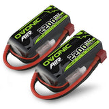 OVONIC 3S 11.1V 2200mAh 35C lipo batteries, black with green labels and red leads (2-pack)
