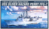 1/350 naval guided missile frigate model kit box art, USS Oliver Hazard Perry FFG-7