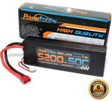 Power Hobby - 5200mAh 7.4V 2S 50C LiPo Battery with Hardwired T-Plug Connector Battery