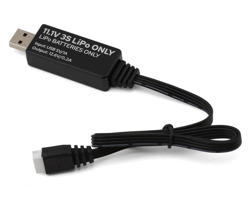 LiPo USB battery charger cable with 11.1V 3S output, black connectors