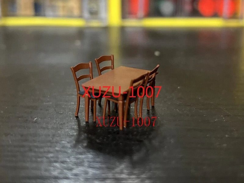 1/64 Diorama Dining Table Chair Model Painted Furniture Scene Display Prop Model