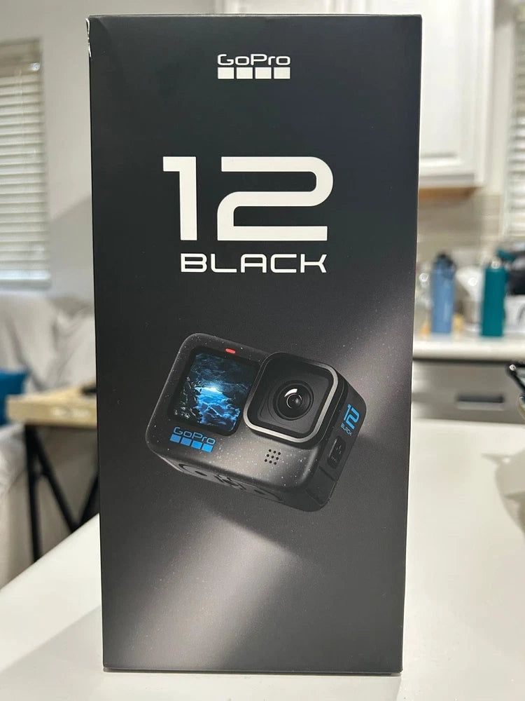 GoPro HERO12 Black action camera box with front product image and 12 BLACK branding