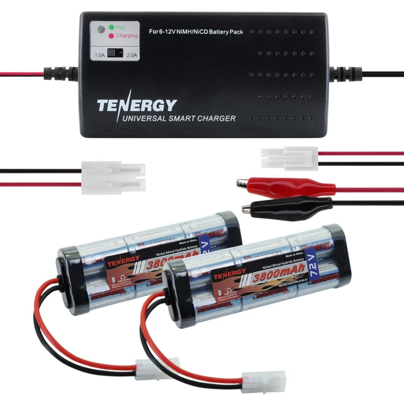 7.2V 2 Pack NiMH RC Battery Set with Charger - Compatible with All Major Brands