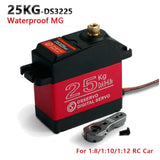 25KG waterproof digital metal gear RC servo, black/red case with bracket and screws