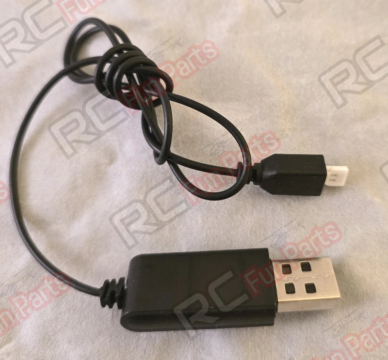 Black USB-A to drone battery charger cable with molded connectors