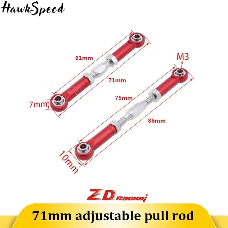 6PC 71mm Aluminium Alloy Servo Linkage Pull Rod for ZD Racing 1/10 Drift Car