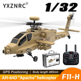 YXZNRC F11-H RC Helicopter AH-64D Apache 8CH GPS Stabilized Aircraft 3 Battery