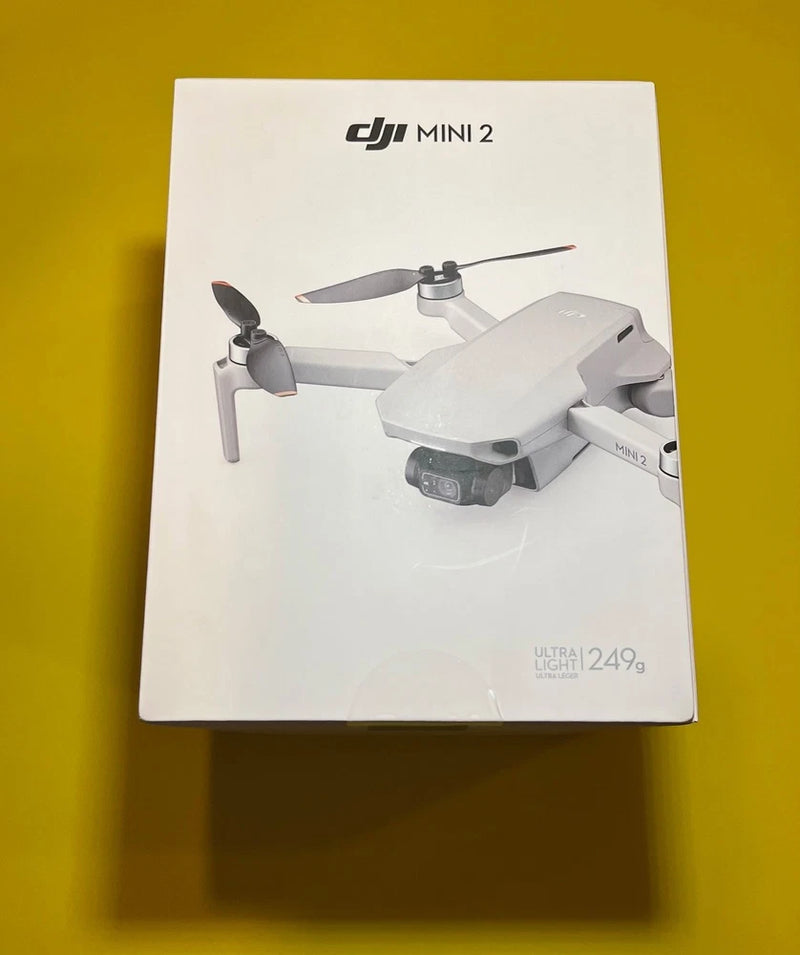 DJI Mini 2 drone retail box with Ultraleight 249g text