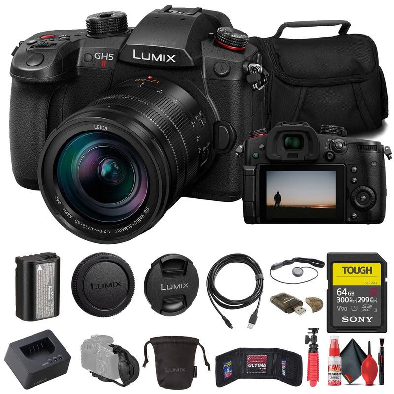 Panasonic Lumix GH5 II Mirrorless Camera W/ 12-60mm Lens + 64GB Card Basic