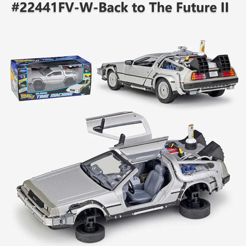 1:24 Back To The Future 2 Delorean Fly Mode Time Machine WELLY Metal Model Car