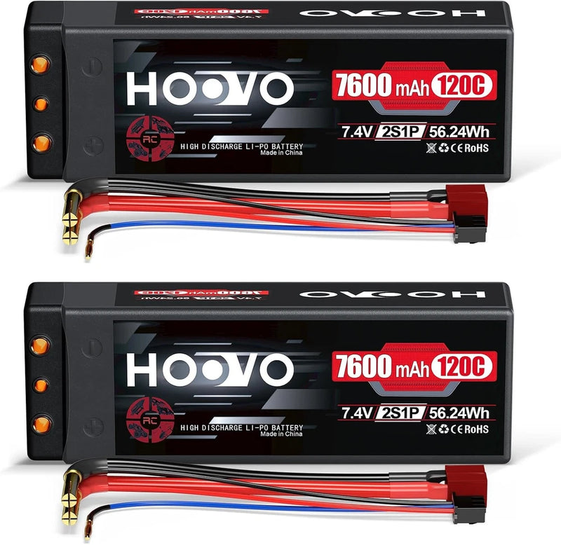 7600mAh 2S Lipo Battery 7.4V 120C RC Battery 4mm Bullet T Plug Battery