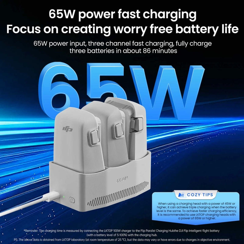 For DJI Flip Drone 65W Battery Charger 3 Battery Fast Charging Dock Accessories Drone