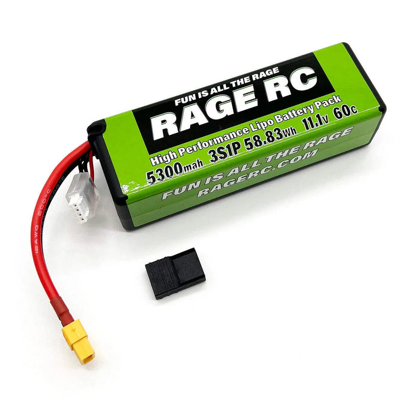 Rage RC LP53003S60T 5300mAh 3S 11.1V 60C Hard Case LiPo Battery with XT60 Connec Battery