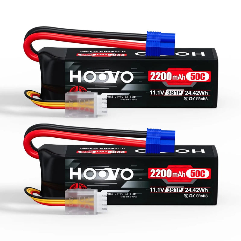 3S 11.1V Lipo Battery 2200mAh 50C with EC3 Plug 2pack Battery