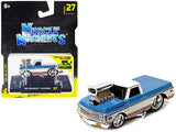 1/64 Muscle Machines 1972 Chevrolet C10 Pickup Diecast Model White Blue 15567 BL