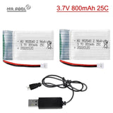 2Pcs 3.7V 902540 Lipo Battery 800mAh XH2.54 w/ USB Charger For RC Drone Airplane