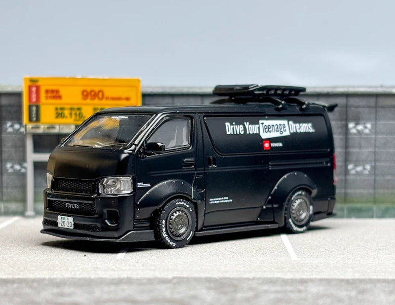 Tarmac 1:64 Black Hiace Widebody Mini Van Sports Model Diecast Metal Car
