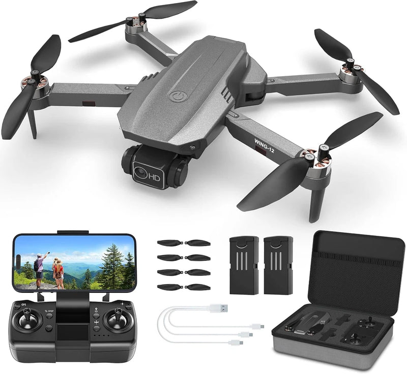 Drones with Camera for Adults 4K - B12 GPS Drone, under 250G, Brushless Motor, A