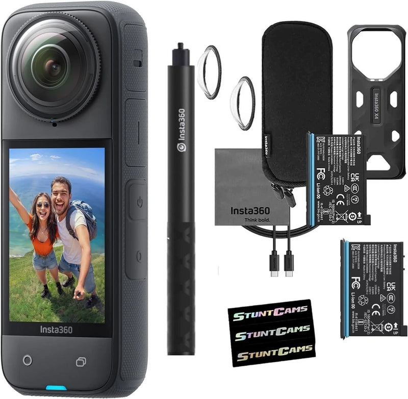 Insta360 X4 8K Waterproof 72MP 360?? Action Helmet Camera + Battery Selfie Stick