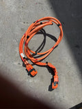 Orange high-voltage battery wiring harness with multiple electrical connectors