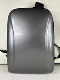 Hard shell backpack, dark gray, with shoulder straps and top handle