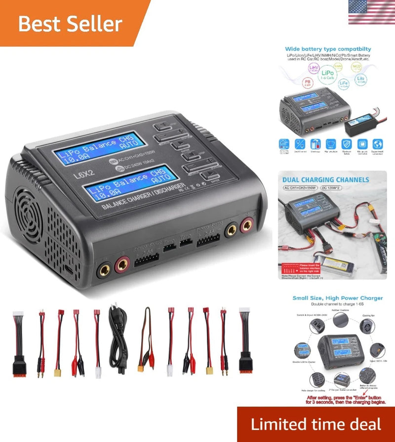 LiPo Battery Charger Dual 10A RC Fast Balance Battery Charger Discharger Battery