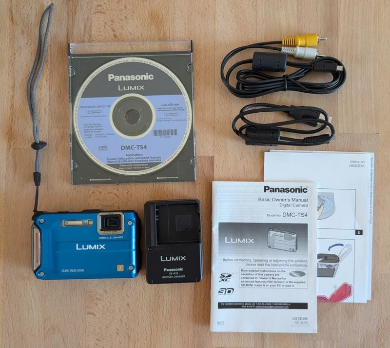 Panasonic LUMIX DMC-TS4 12.1MP Digital Camera w/ Battery + Charger  8GB SD WORKS