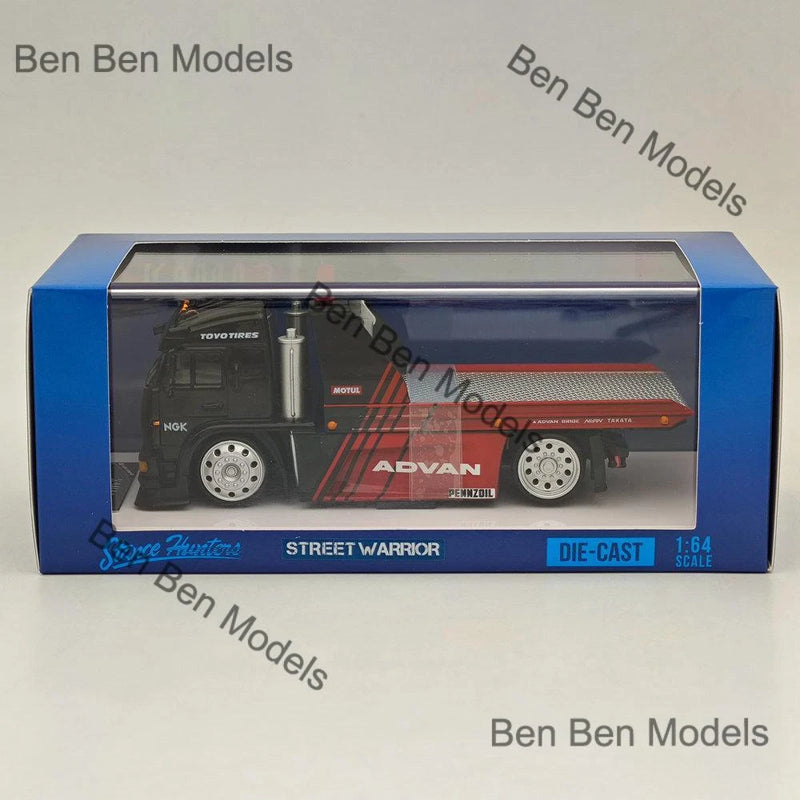 SH 1:64 KamaZ Spoon Sports Flatbed Tow Truck Black Diecast Model Car Limited